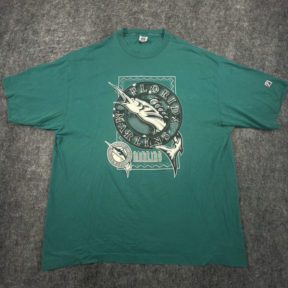Logo 7 Florida Marlins T Shirt Mens XXXL Teal MLB Single Stitch USA Vintage 1993